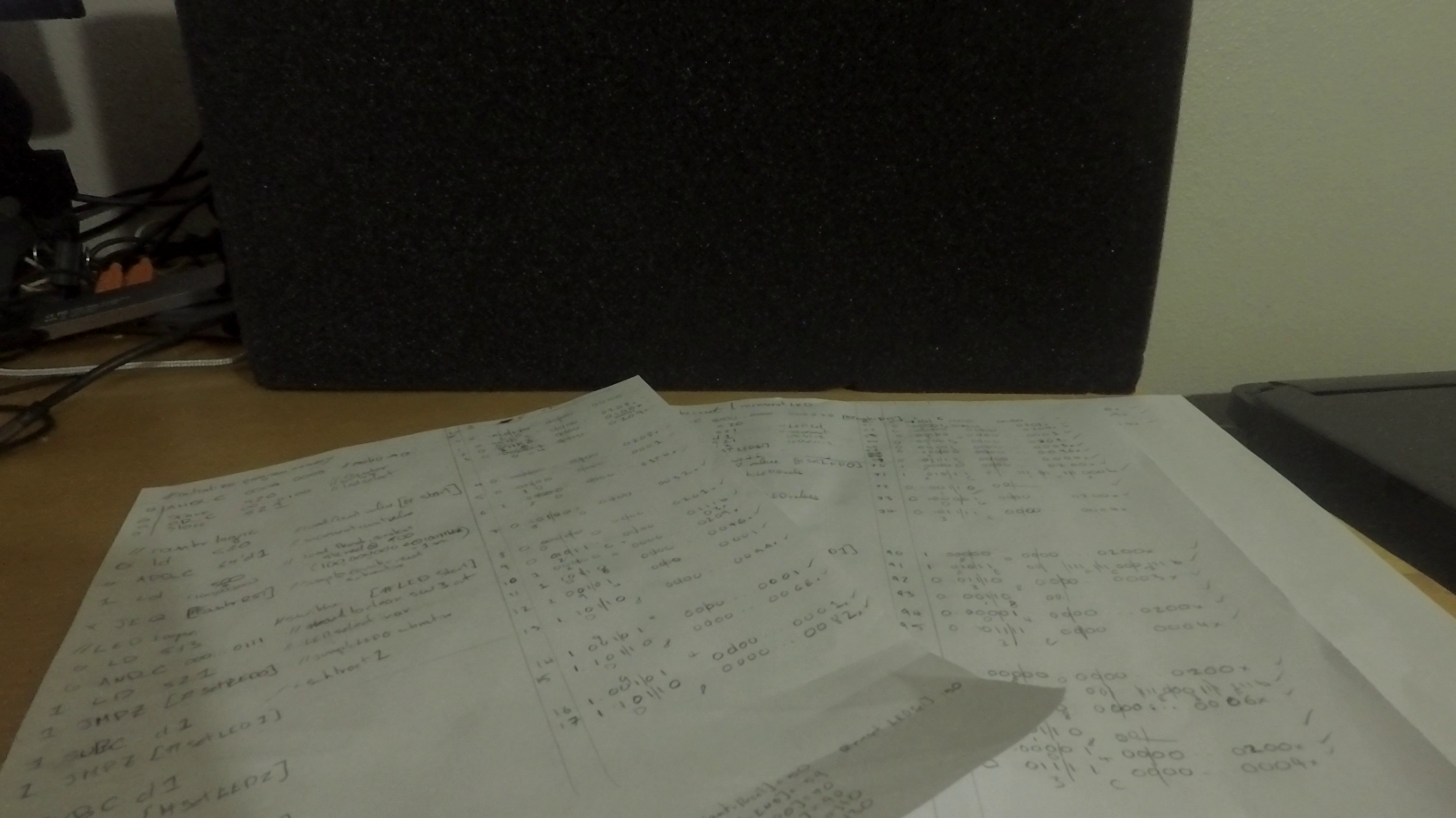 The machine code. Handwritten.